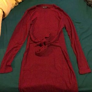 Long sleeve red sweater dress